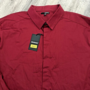 Murano Shirt Mens 3XB Big Business Casual Flex Button Up RED Stretch NEW
